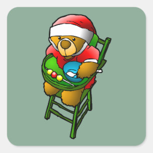 The Christmas teddy bear Square Sticker