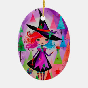 The Christmas Witch 9 design Holiday Ornament