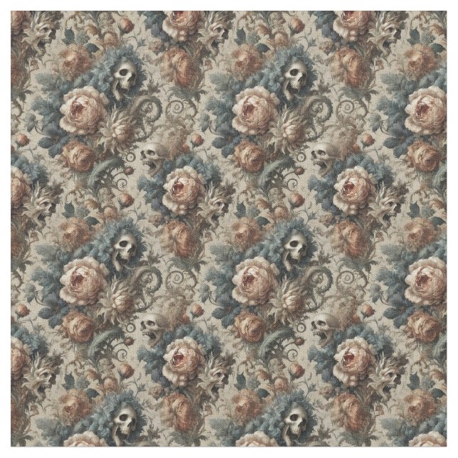 The Chthonic Ossuary – Gothic Dense Tile Fabric (Close Up)