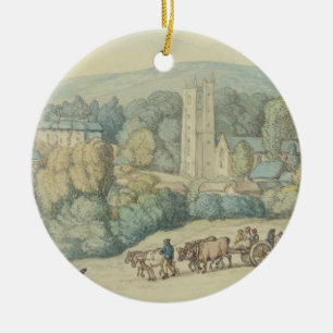 The Church and Village of St. Cue, Cornwall, c.181 Ceramic Ornament