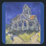The Church at Auvers by Vincent Van Gogh Square Sticker<br><div class="desc">The Church at Auvers by Vincent Van Gogh Square Sticker</div>