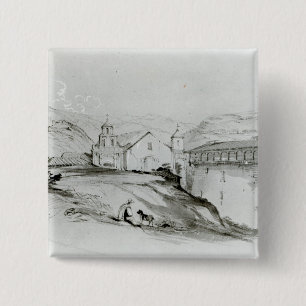 The Church of San Francisco, Valparaiso, 1834 2 Inch Square Button