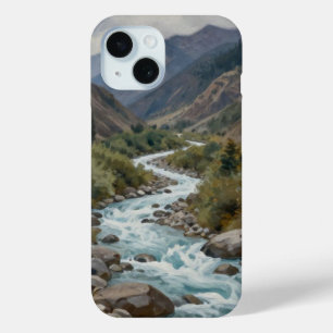 The Churning Current: A Glacial River Winding iPhone 15 Case