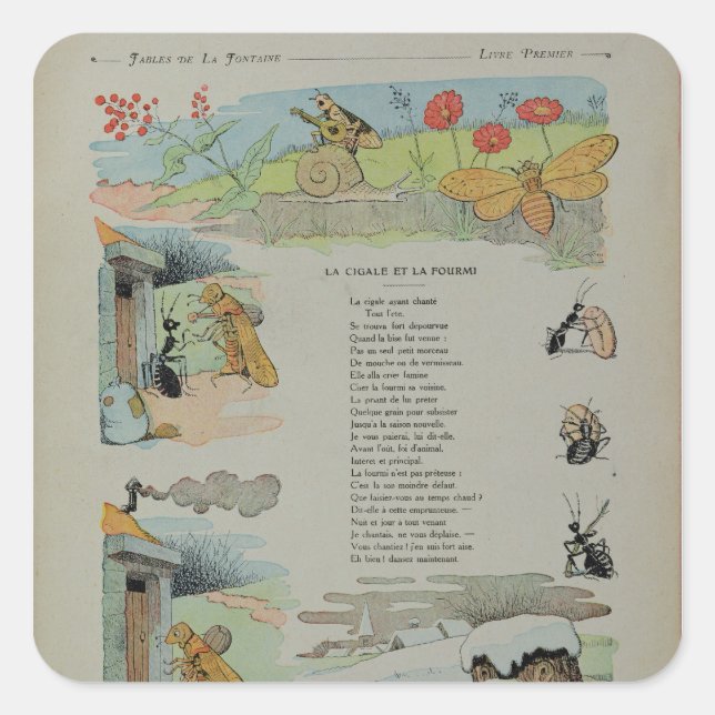 The Cicada and the Ant from the Fables Square Sticker (Front)