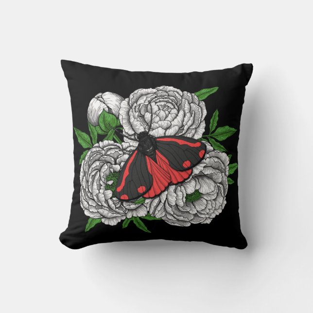 The cinnabar moth throw pillow (Front)