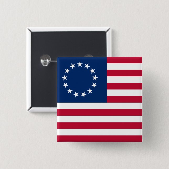 The Circle of Stars, American Flag by Betsy Ross 2 Inch Square Button (Front & Back)