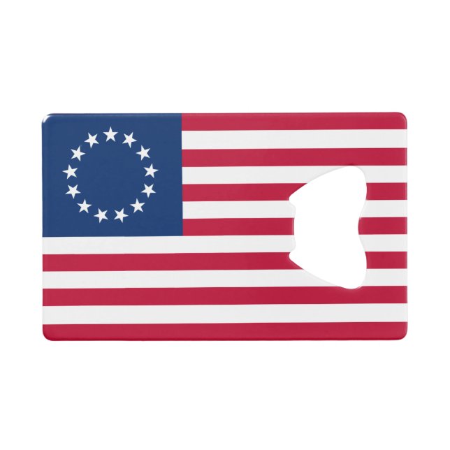 The Circle of Stars, American Flag by Betsy Ross Credit Card Bottle Opener (Front (Horizontal))
