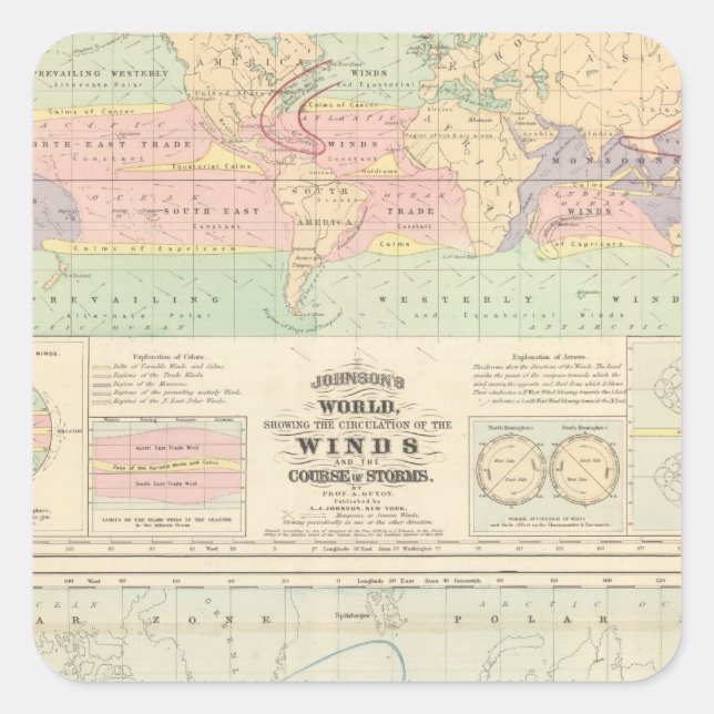 the Circulation of the Winds Square Sticker (Front)