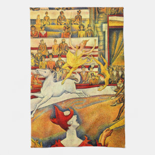 The Circus by Georges Seurat, Vintage Fine Art Kitchen Towel