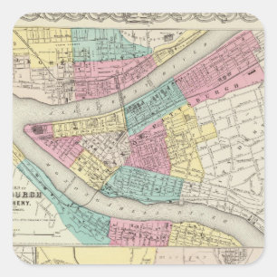 The Cities Of Pittsburgh Allegheny Cincinnati Square Sticker