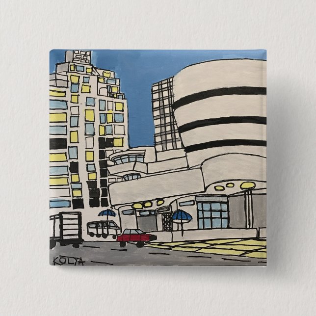 The City 2 Inch Square Button (Front)