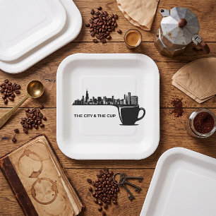 The City and The Cup Chicago Skyline Paper Plate