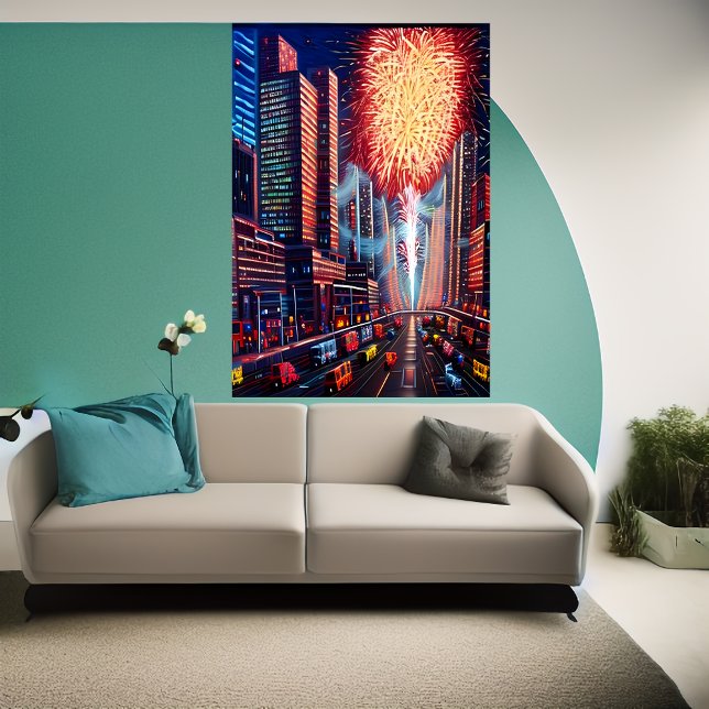 The city and the firework | AI Art Poster (Creator Uploaded)