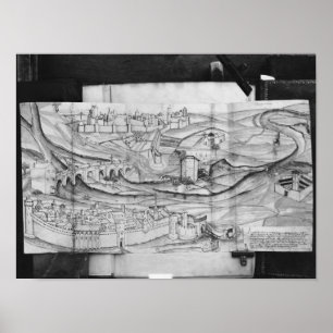 The city and the village of Carcassonne, 1462 Poster