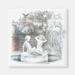 the city fountain with figurines of girls magnet