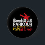 The City Is My Playground Parkour and Freerunning 2 Inch Round Button<br><div class="desc">The City is My Playground. Funny and humourous design for those who love parkour and freerunning. Cool vintage and distressed design merchandise for outdoorsy people. Perfect for those who love outdoor activities and extreme sports. Great Christmas gift and birthday present for father,  brother,  son,  grandson,  boyfriend or friend.</div>