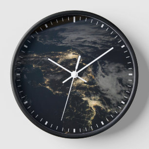The City Lights Of Japan At Night. Clock