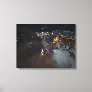 The City Lights Of Jazan And Its Suburbs Canvas Print