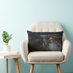 The City Lights Of Jazan And Its Suburbs Lumbar Pillow