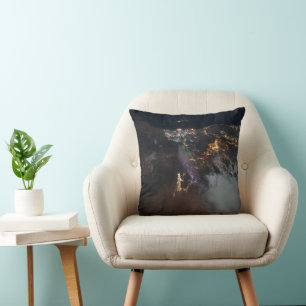 The City Lights Of Jazan And Its Suburbs Throw Pillow
