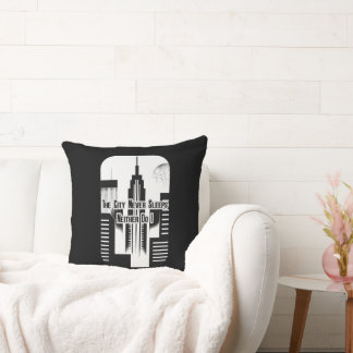 The City Never Sleeps Hustle Skyline Design Throw Pillow