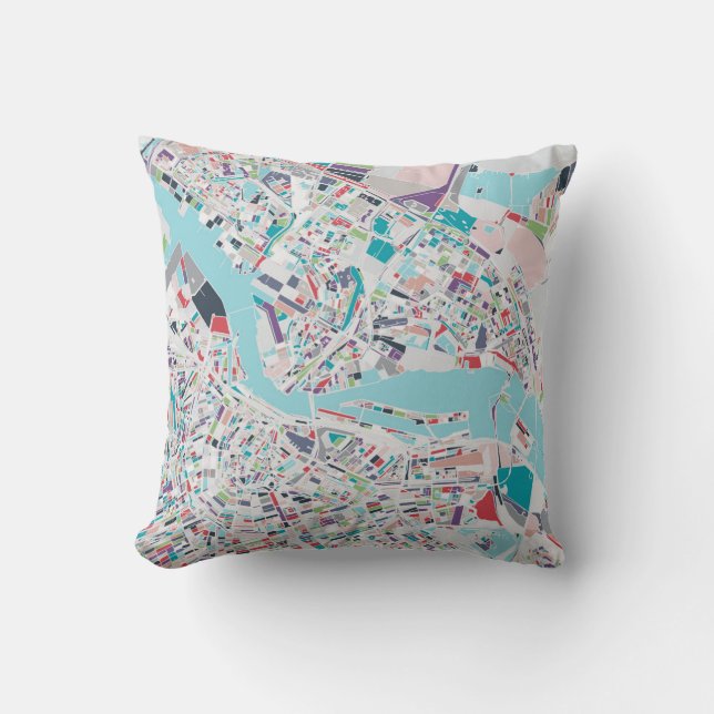 The City of Amsterdam Throw Pillow (Front)
