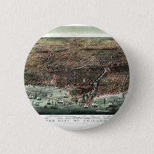 The city of Chicago - 1892 vintage pictorial map 2 Inch Round Button