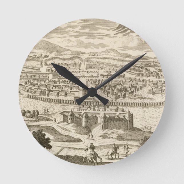 The City of Mexico, 1723 (engraving) Round Clock (Front)