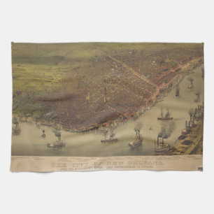 The City of New Orleans Louisiana from 1885 Kitchen Towel