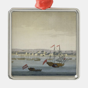 The City of Paramaribo (colour engraving) Metal Ornament