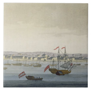 The City of Paramaribo (colour engraving) Tile