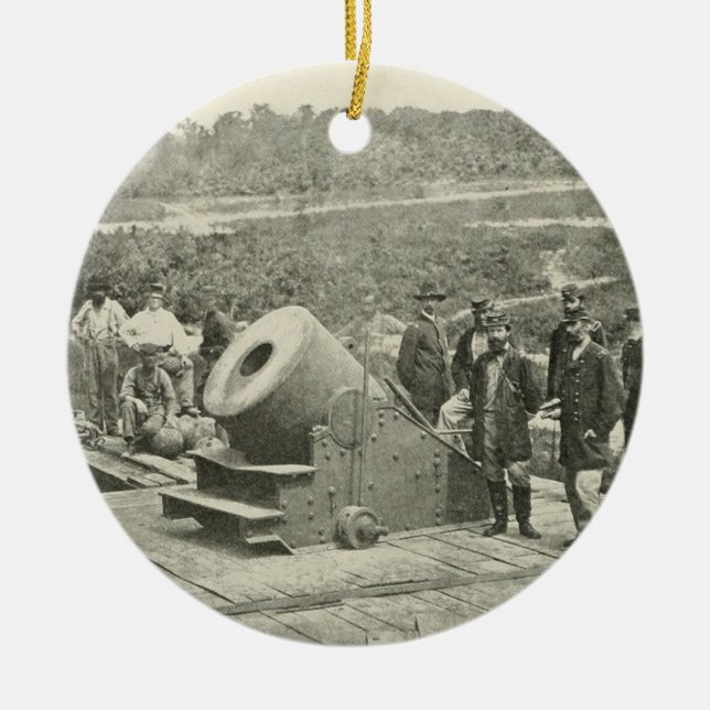 The Civil War Dictator Siege Mortar at Petersburg Ceramic Ornament (Front)
