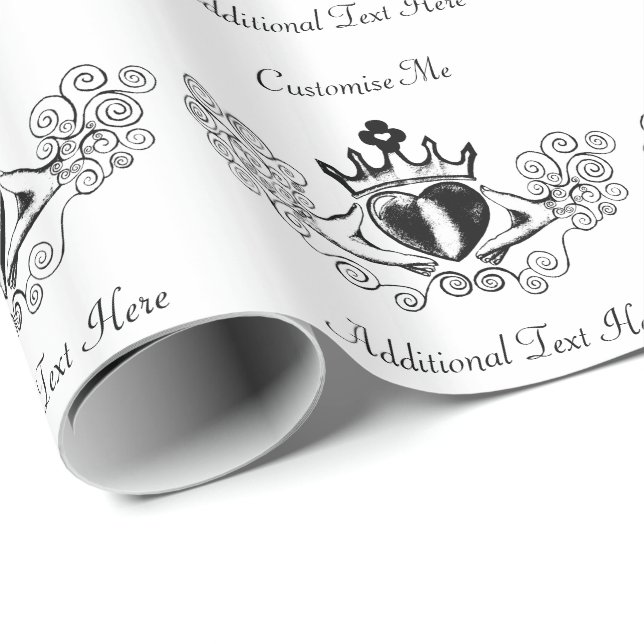 The Claddagh (Black) Wrapping Paper (Roll Corner)