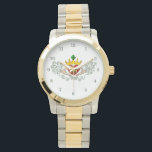 The Claddagh (Full Colour) Watch<br><div class="desc">The Claddagh's distinctive design features two hands clasping a heart, and usually surmounted by a crown. The elements of this symbol are often said to correspond to the qualities of love (the heart), friendship (the hands), and loyalty (the crown). Often given in ring form, the Claddagh may be used for...</div>