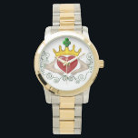 The Claddagh (Full Colour) Watch<br><div class="desc">The Claddagh's distinctive design features two hands clasping a heart, and usually surmounted by a crown. The elements of this symbol are often said to correspond to the qualities of love (the heart), friendship (the hands), and loyalty (the crown). Often given in ring form, the Claddagh may be used for...</div>