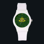 The Claddagh (Gold) Watch<br><div class="desc">The Claddagh's distinctive design features two hands clasping a heart, and usually surmounted by a crown. The elements of this symbol are often said to correspond to the qualities of love (the heart), friendship (the hands), and loyalty (the crown). Often given in ring form, the Claddagh may be used for...</div>