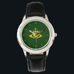 The Claddagh (Gold) Watch<br><div class="desc">The Claddagh's distinctive design features two hands clasping a heart, and usually surmounted by a crown. The elements of this symbol are often said to correspond to the qualities of love (the heart), friendship (the hands), and loyalty (the crown). Often given in ring form, the Claddagh may be used for...</div>