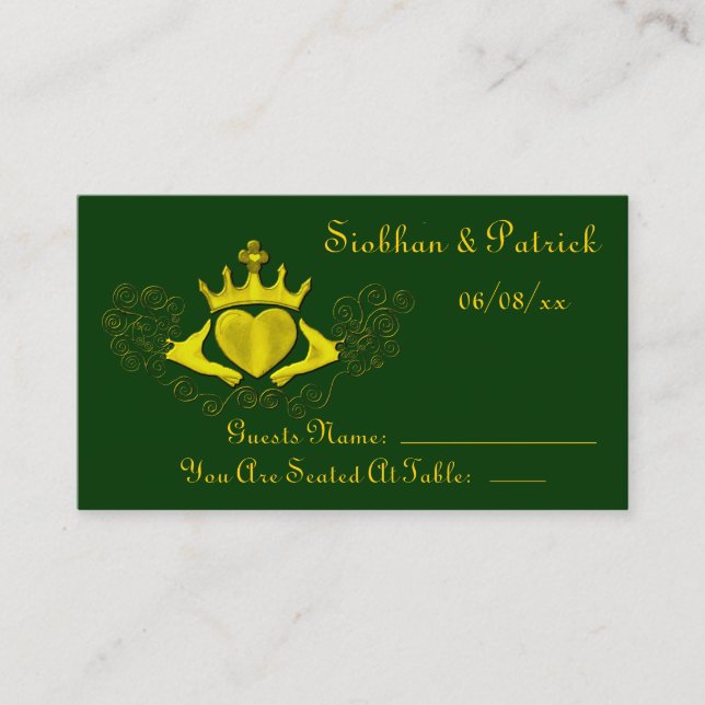 The Claddagh (Gold) (Wedding) Place Card (Front)