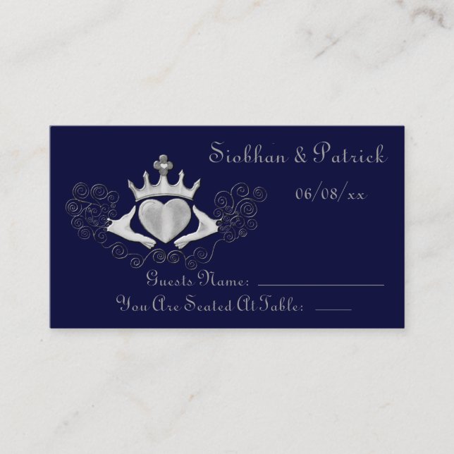 The Claddagh Placement Cards (Silver) (Wedding) (Front)