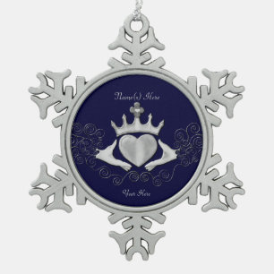 The Claddagh (Silver) Snowflake Pewter Christmas Ornament