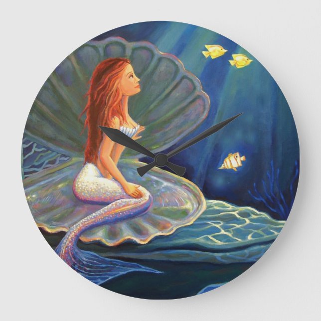 The Clamshell Mermaid Art Wall Clock (Front)