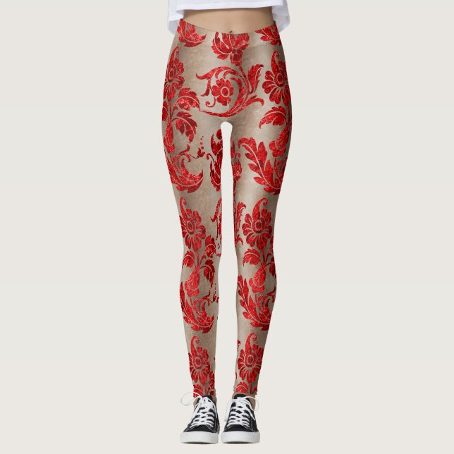 The Claret Velvet  Series Design 3  Leggings (Front)