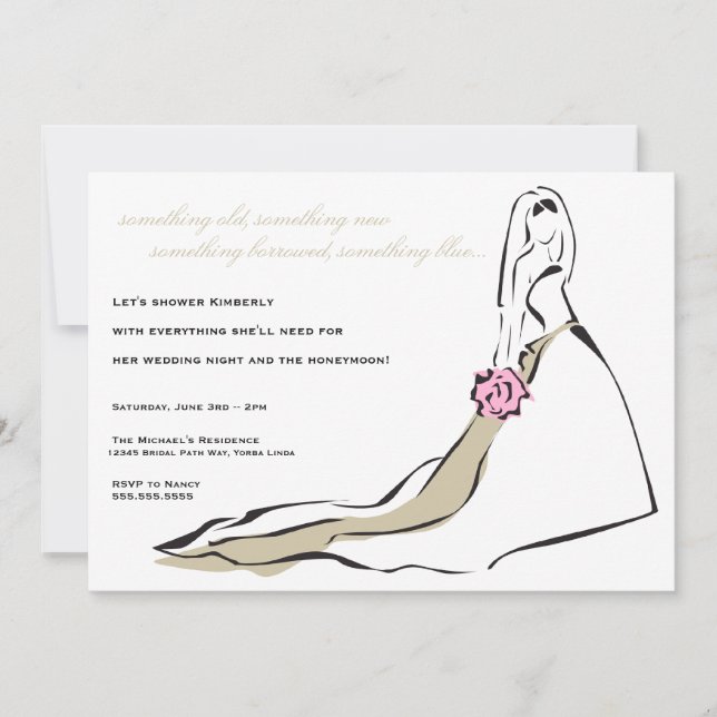 The Classic Bride with Pink Bouquet Invitation (Front)