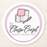 The Classic Coord  Round Paper Coaster<br><div class="desc">The Classic Coord coaster features a light pink background,  and you can change the logo to your company's.</div>