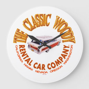 The Classic Woody Rental Car Company Large Clock