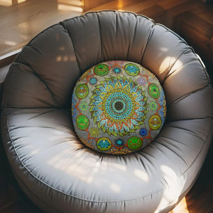 The Claws of Brachyura symbolic mandala art Round Pillow