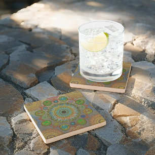 The Claws of Brachyura symbolic mandala art Stone Coaster