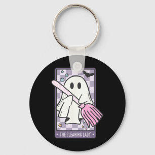 The Cleaning Lady Tarot Card Halloween Housekeeper Keychain