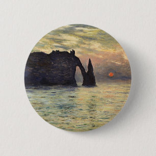 The Cliff Etretat, Sunset by Claude Monet 2 Inch Round Button