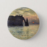 The Cliff Etretat, Sunset by Claude Monet 2 Inch Round Button<br><div class="desc">The Cliff, Etretat, Sunset (1883) by Claude Monet is a vintage impressionist fine art nautical painting. The sun is low in the sky over the ocean. A maritime seascape featuring a rocky outcrop near the shore at Etretat, France. About the artist: Claude Monet (1840-1926) was a founder of the French...</div>